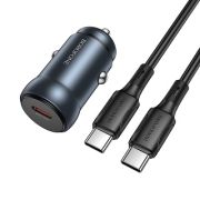 Адаптер Автомобильный с кабелем Type-C/Type-C - Borofone BZ32, 1USB-C/PD30W серый