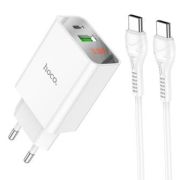 Адаптер Сетевой с кабелем Type-C/Type-C - Hoco C100A, 1USB/3A/QC3.0/PD20W белый